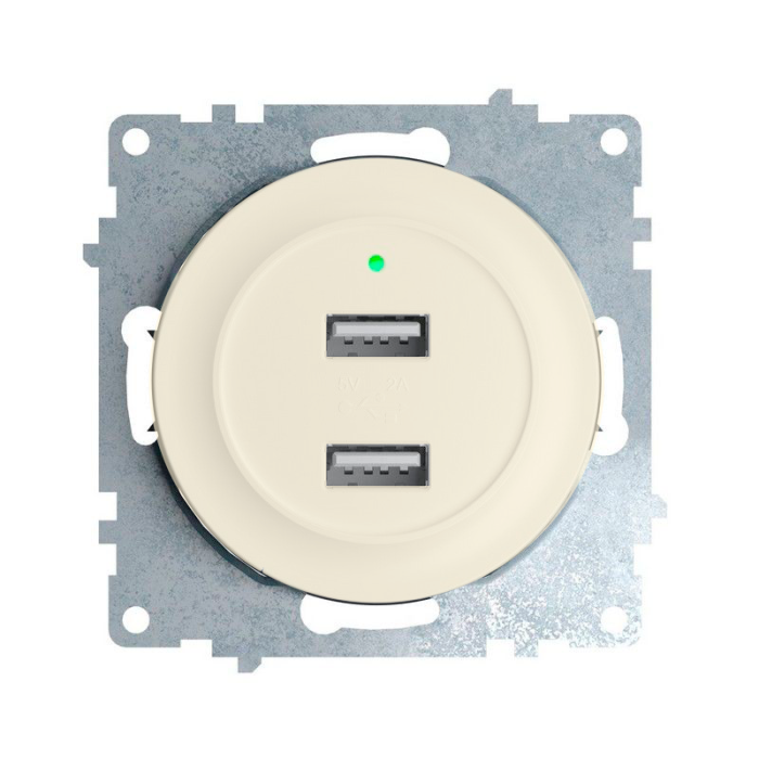 Розетка USB подвійна з підсвіткою OneKeyElectrо, колір бежевий (OKE100602)