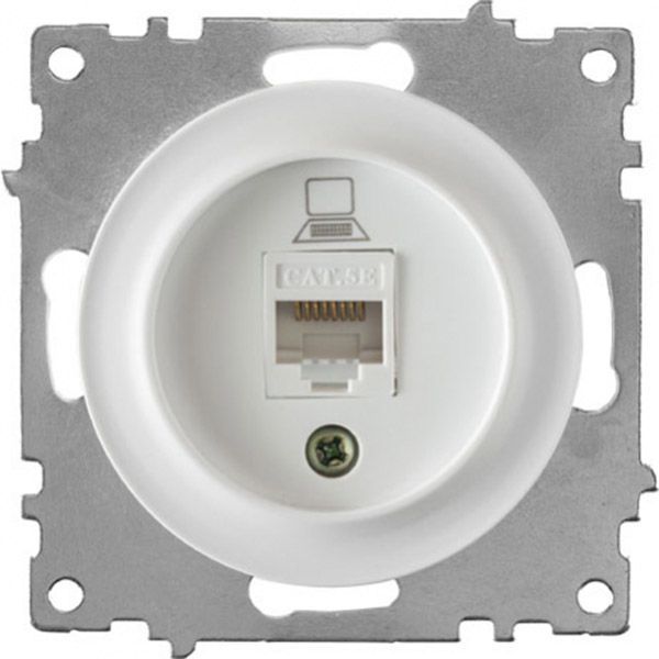 Розетка комп'ютерна 1xRJ45 кат.5e OneKeyElectrо, колір білий (OKE100401)