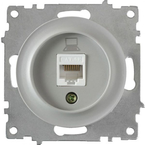 Розетка комп'ютерна 1xRJ45 кат.5e OneKeyElectrо, колір сірий (OKE100403)