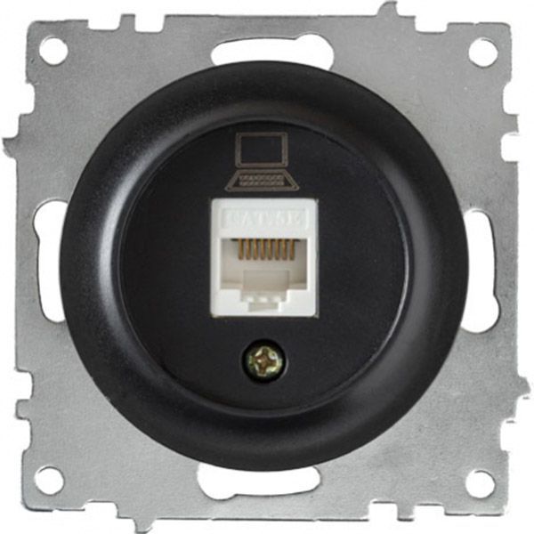 Розетка комп'ютерна 1xRJ45 кат.5e OneKeyElectrо, колір чорний (OKE100404)