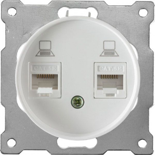 Розетка подвійна комп'ютерна RJ45 кат.5e OneKeyElectrо, колір білий (OKE100501)