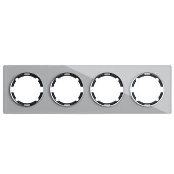 Рамка скляна на 4 прибора OneKeyElectrо, колір сірий (OKE300804)