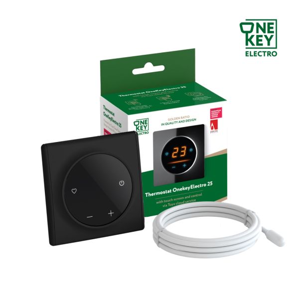 Терморегулятор ONEKEYELECTRO 25 з WiFi, рамка чорна, пластик (F250104)