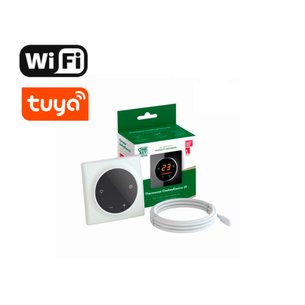 Терморегулятор ONEKEYELECTRO 25 з WiFi, рамка біла, пластик (F250101)